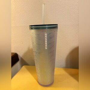 24 oz Iridescent Feather‑Pattern Starbucks Tumbler